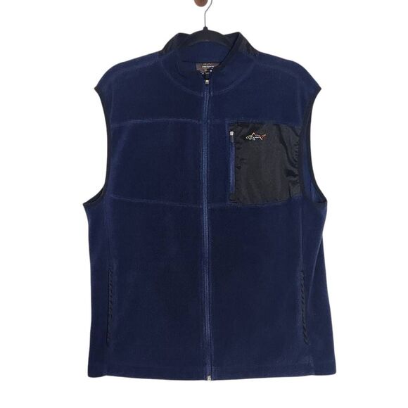 Greg Normal for Tasso Elba Navy Fleece Vest Size Small Preppy Fleece Vest - Picture 1 of 8